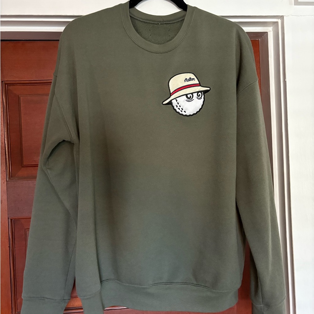 Malbon Golf Olive Green Sweater with Embroidered Golf Design